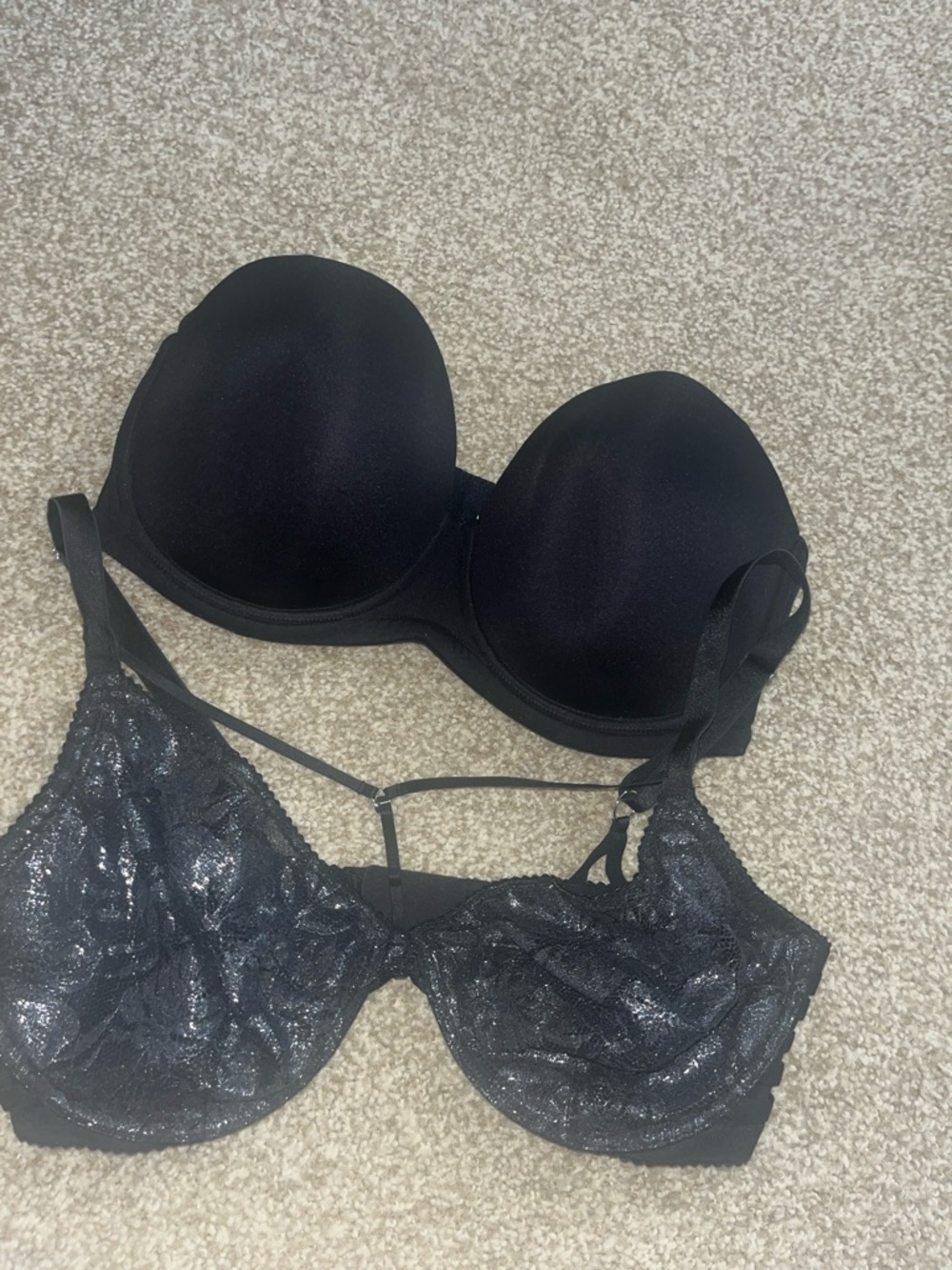 Black Lace and Satin Strapless Convertible Bra - Women Intimates